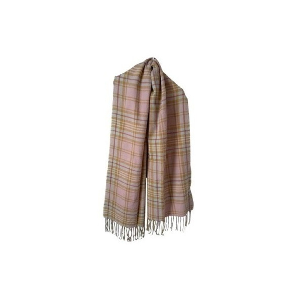 Steve Madden Pink & Tan Plaid Fringe Scarf Oversized Preppy Cozy Outdoor NWT